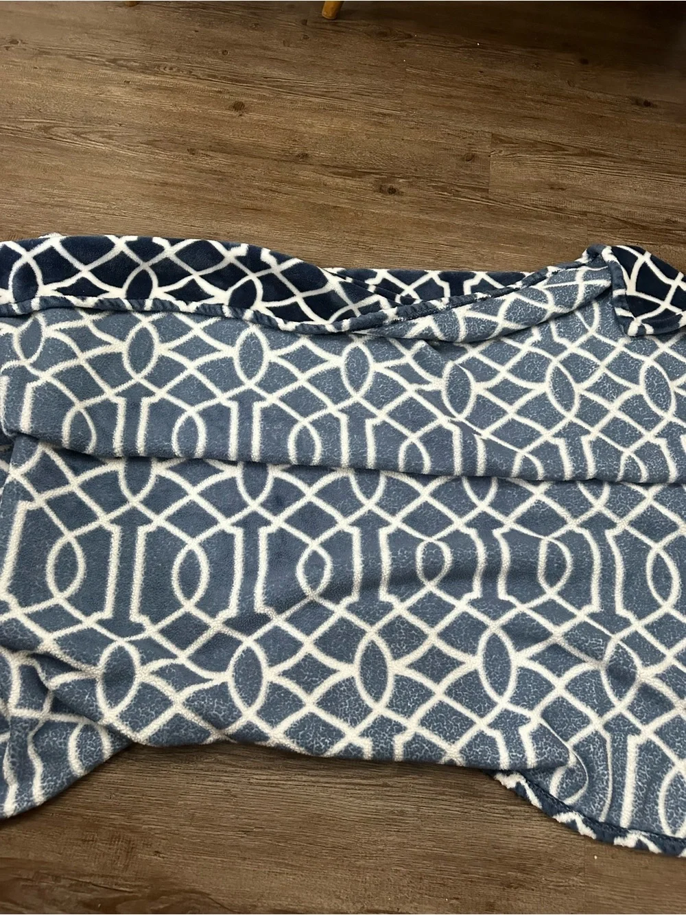Plush Navy and White Geometric Throw Blanket